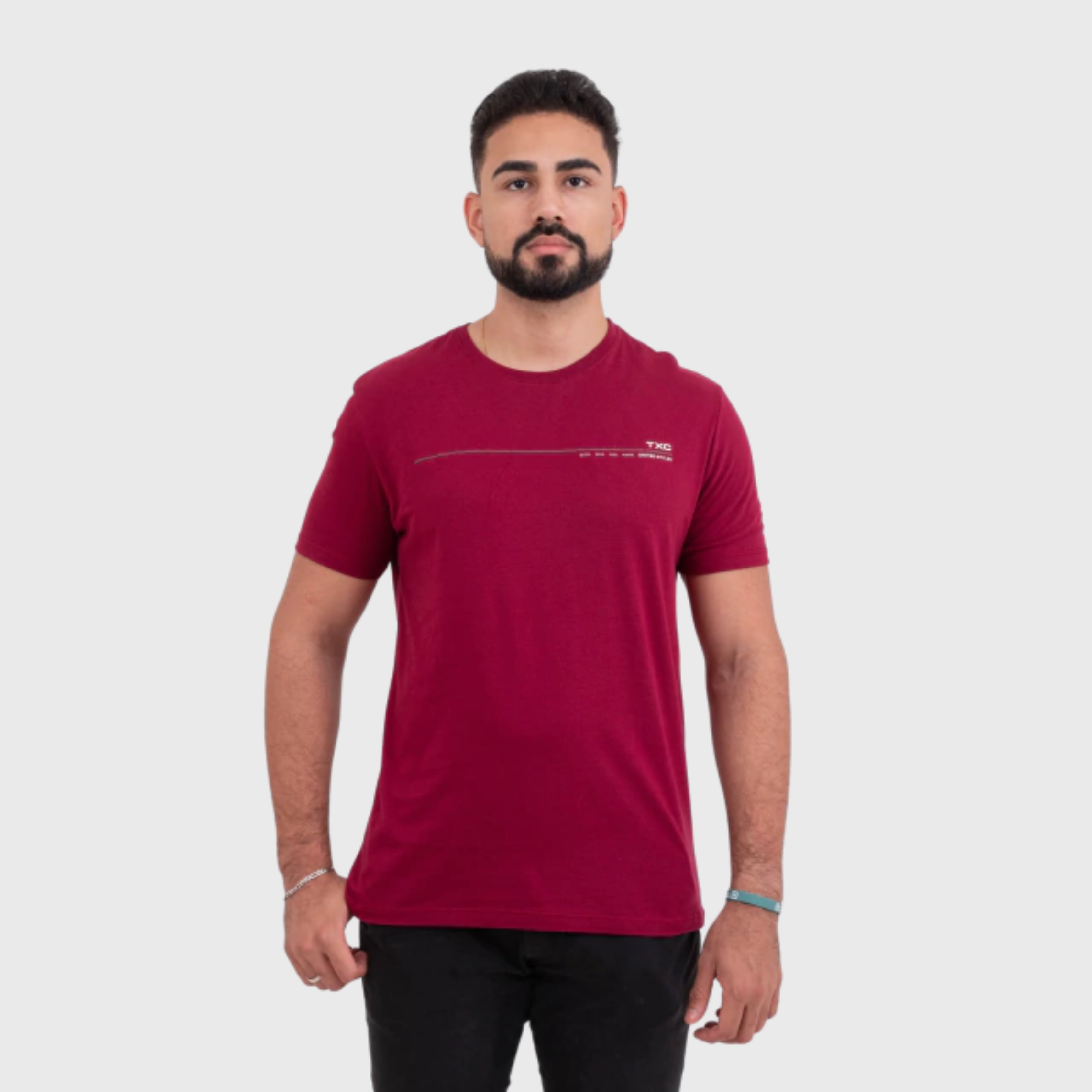 CAMISETA REGULAR MEIA MALHA PENTEADA ESTAMPADA - TXC