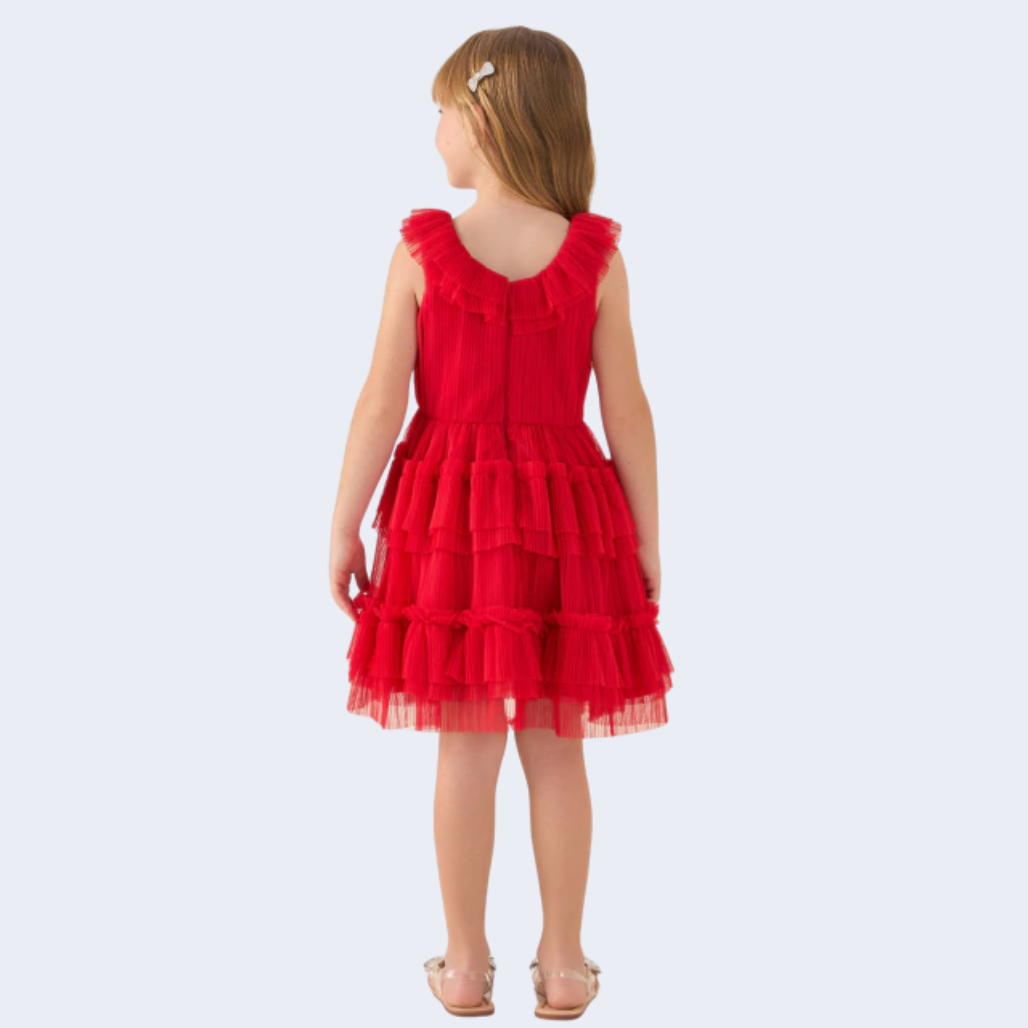 VESTIDO DE FESTA EM TULE PLISSADO - PETIT CHERIE