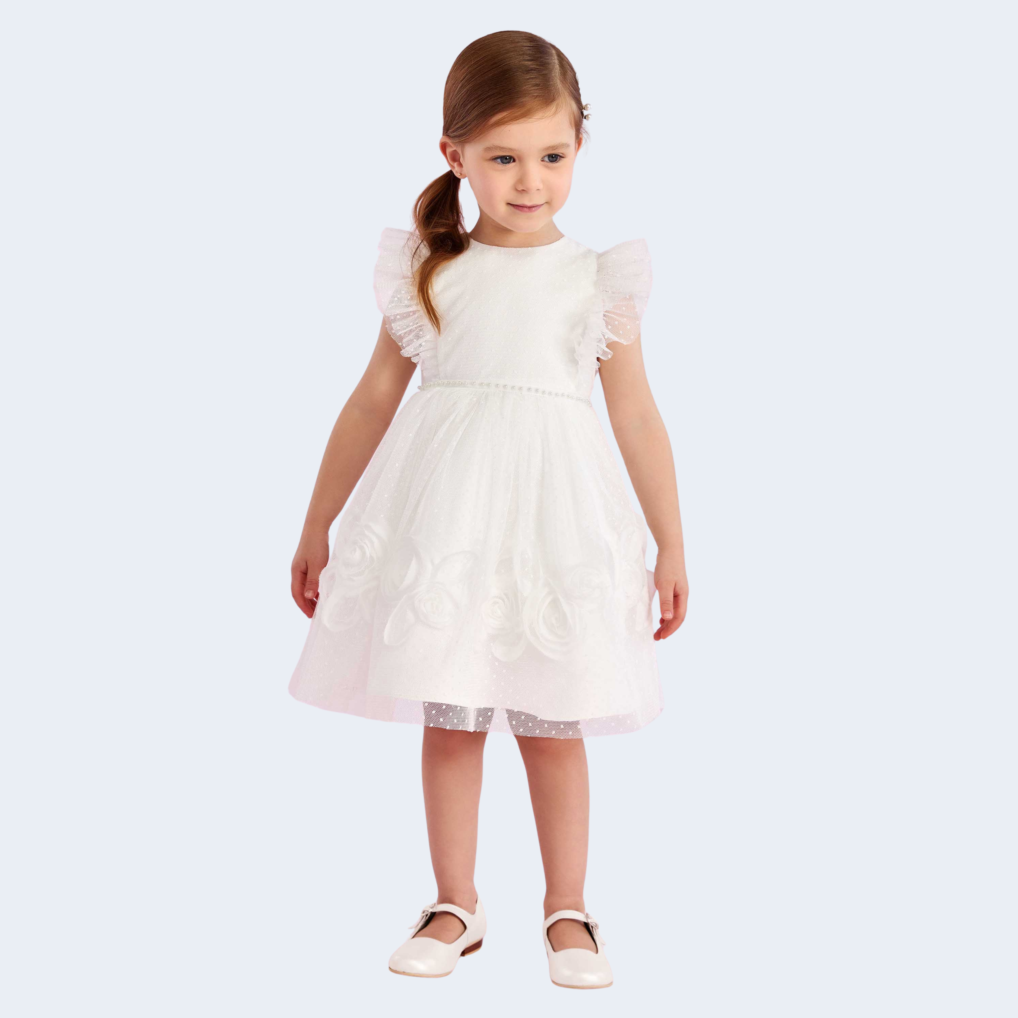 VESTIDO DE FESTA EM TULE COM ROSAS 3D - PETIT CHERIE