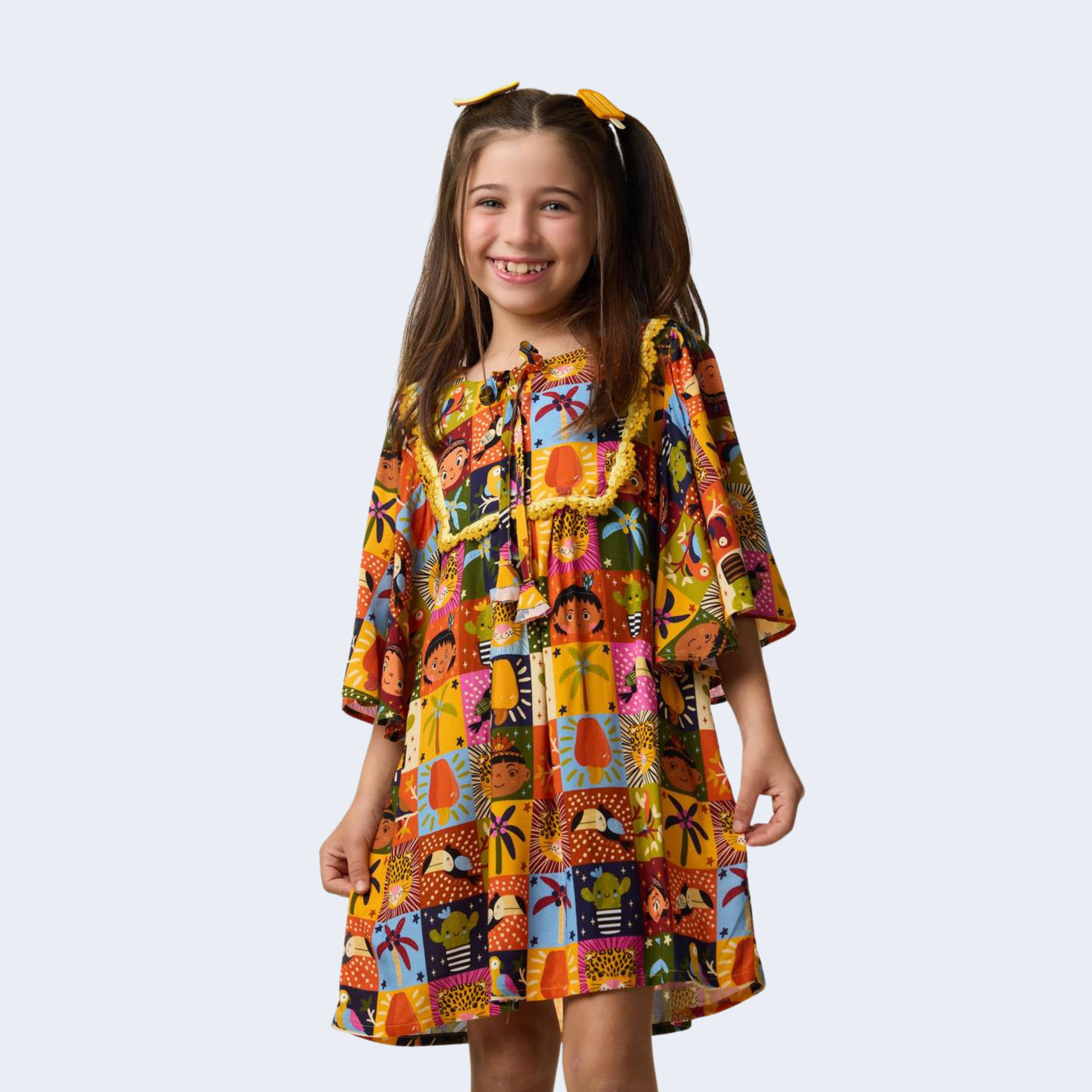 VESTIDO COM CROCHÊ TROPICALIA - CAMU CAMU