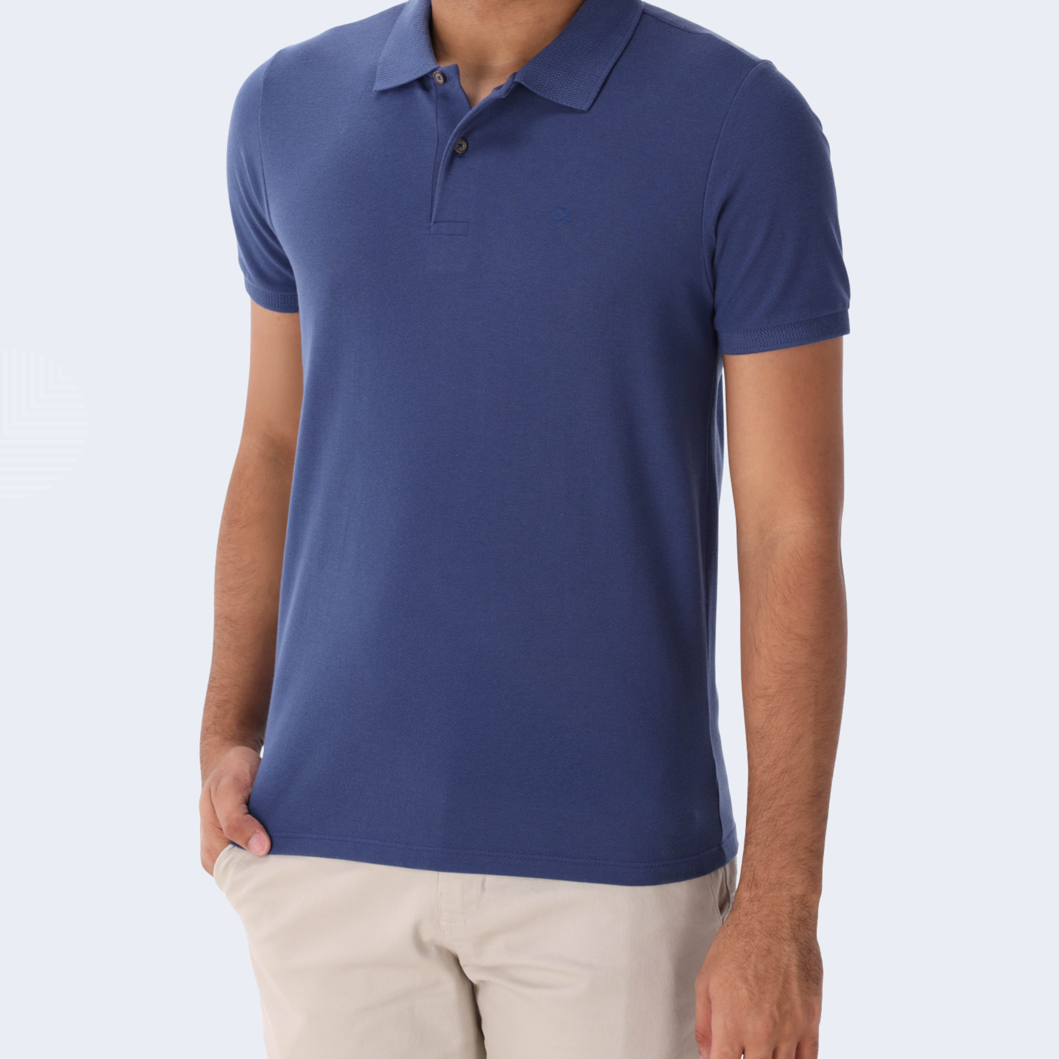 POLO MC SLIM ESSENCIAL PIQUET DUPLO TRUE NAVY - OGOCHI