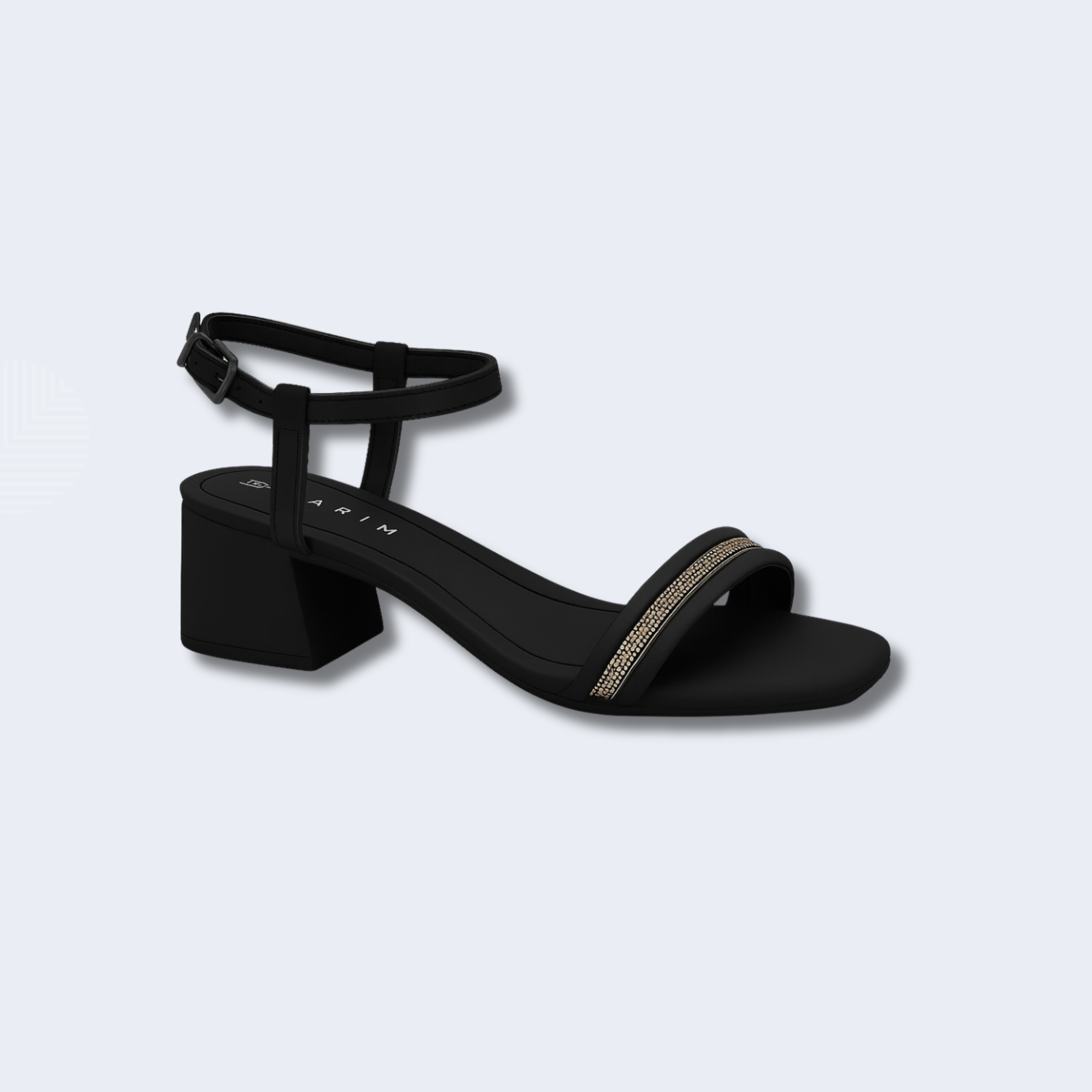 SANDÁLIA SALTO MÉDIA COM TIRA STRASS - RAMARIM