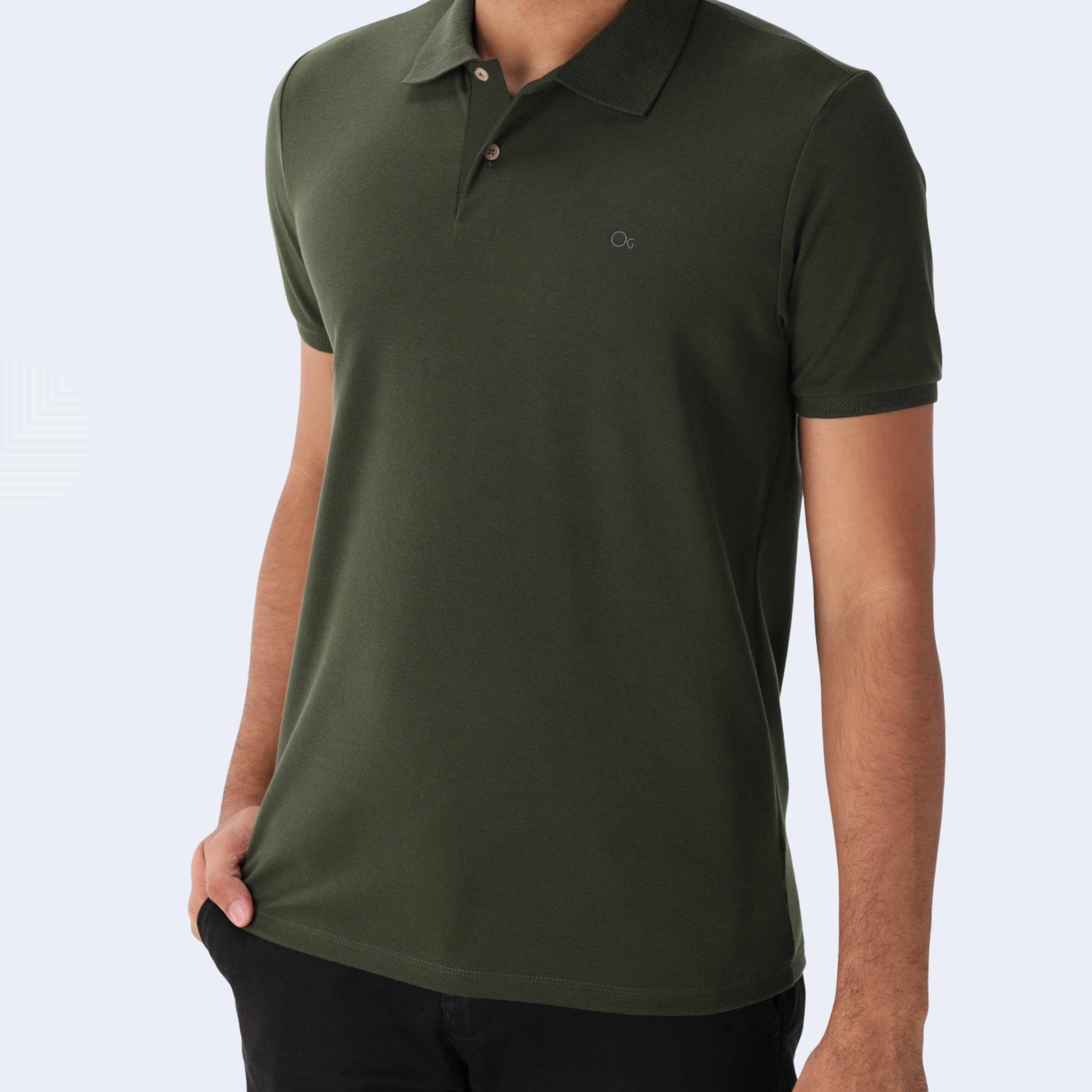 POLO MC SLIM ESSENCIAL PIQUET DUPLO KOMBU GREEN - OGOCHI