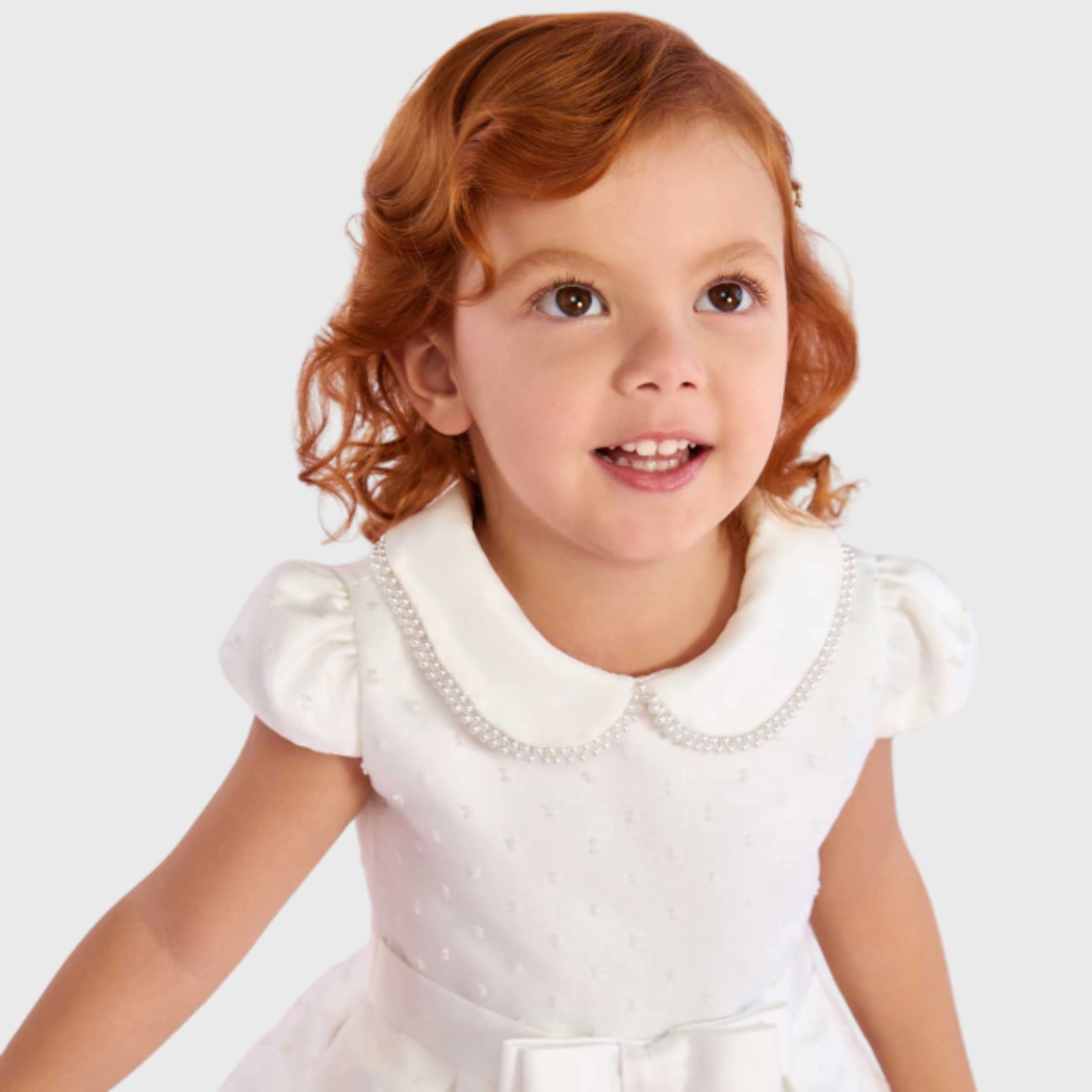 VESTIDO FESTA PETIT CHERIE OFF-WHITE COM GOLA - PETIT CHERIE