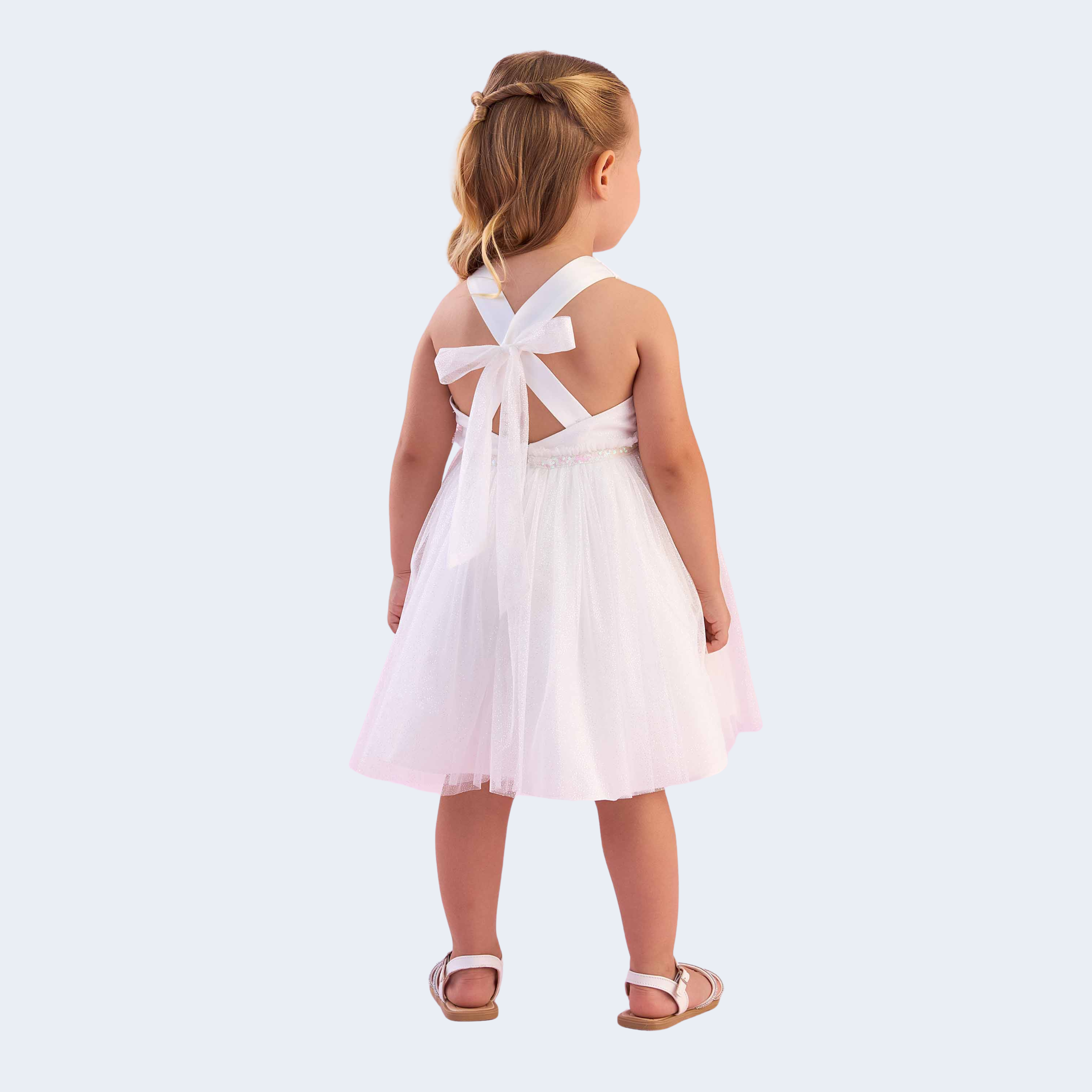 VESTIDO DE TULE CRISTAL COM BORDADO NA GOLA - PETIT CHERIE