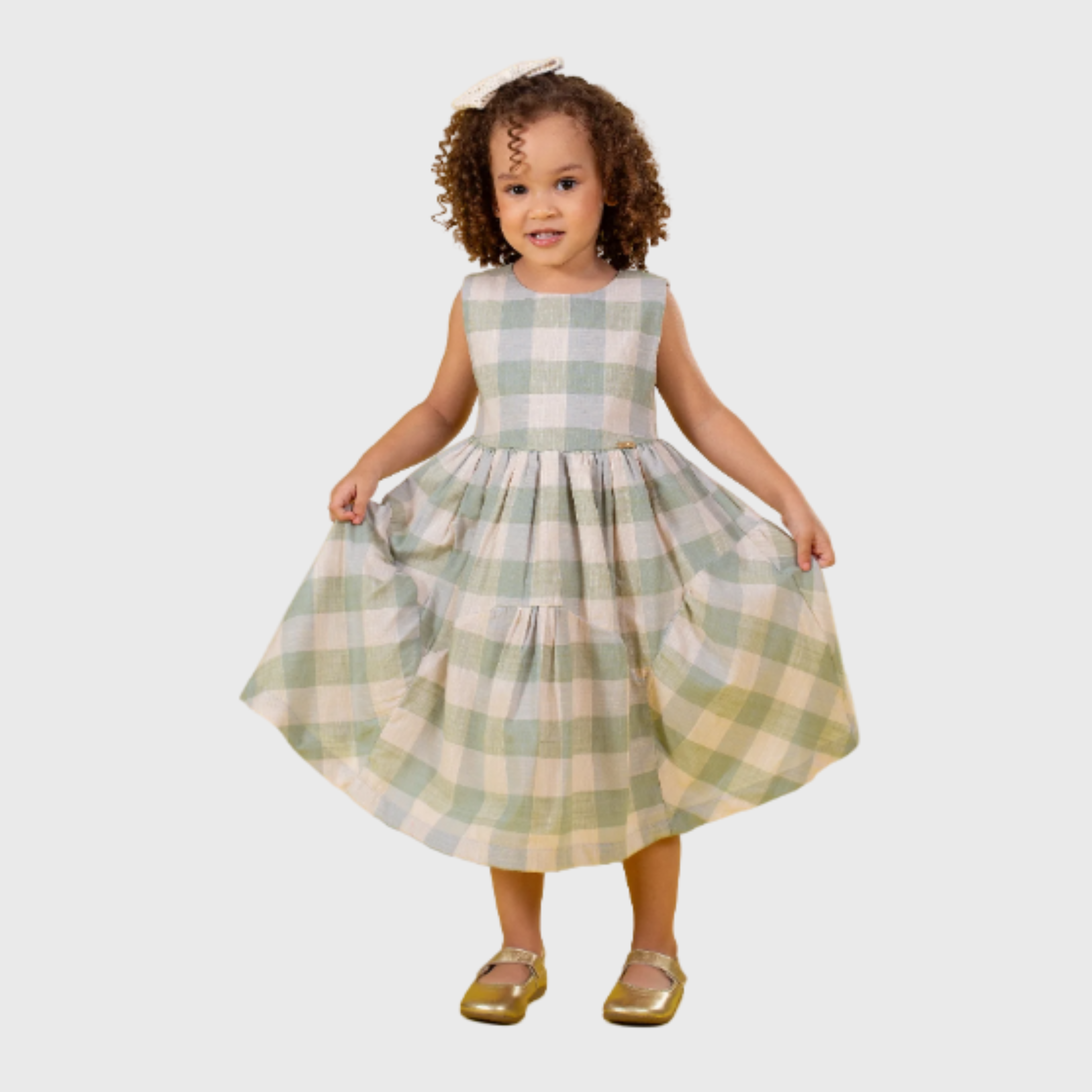 VESTIDO XADREZ VERDE - PRECOCE