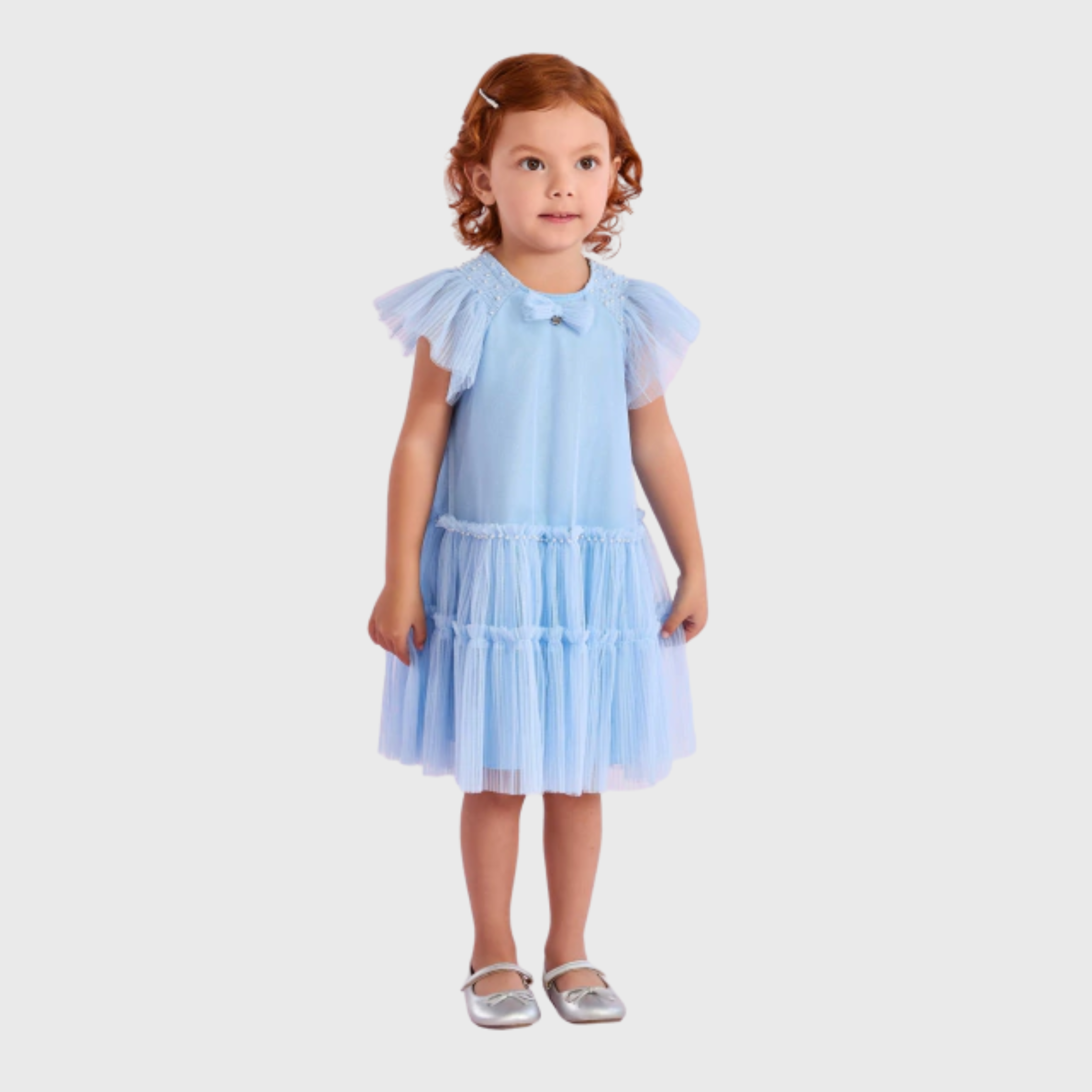 VESTIDO FESTA COM TULE AZUL - PETIT CHERIE