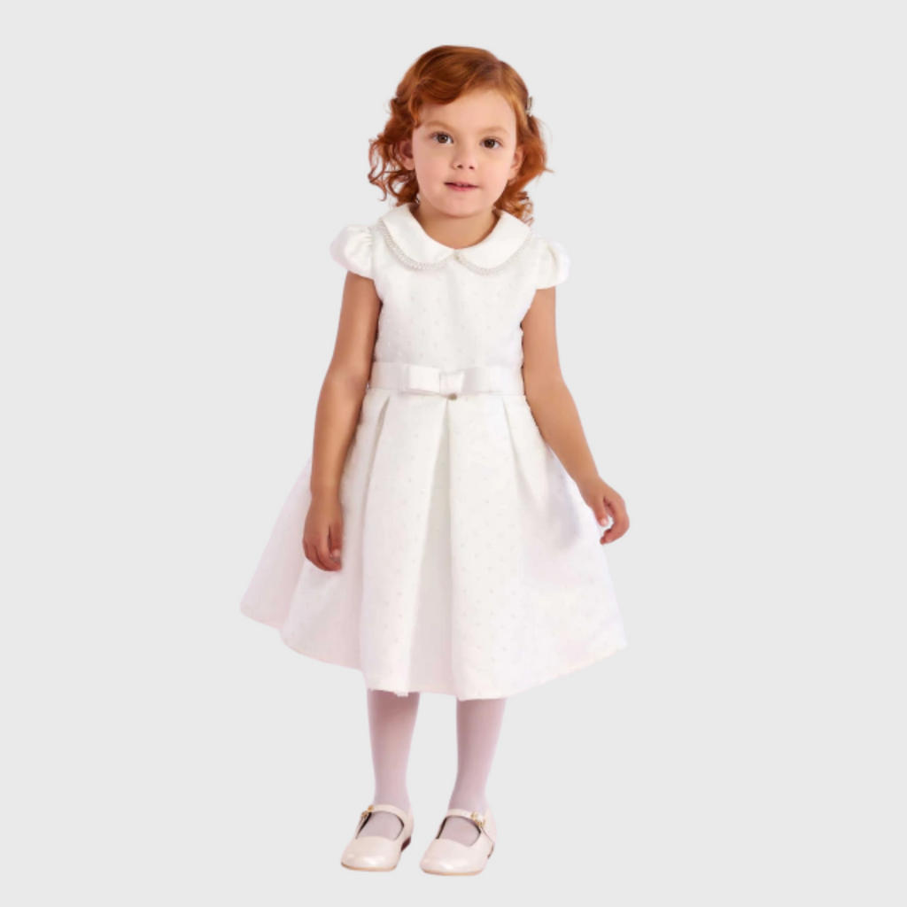 VESTIDO FESTA PETIT CHERIE OFF-WHITE COM GOLA - PETIT CHERIE