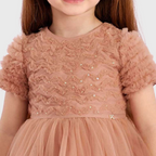 VESTIDO FESTA TULE CARAMELO COM BORDADO - PETIT CHERIE