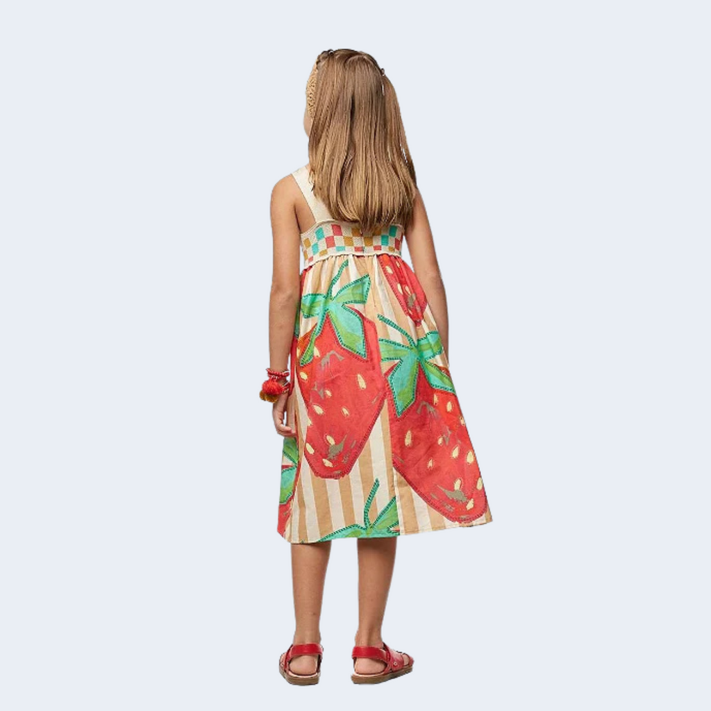 VESTIDO MORANGOS COM BLUSA TRICÔ - CAMU CAMU