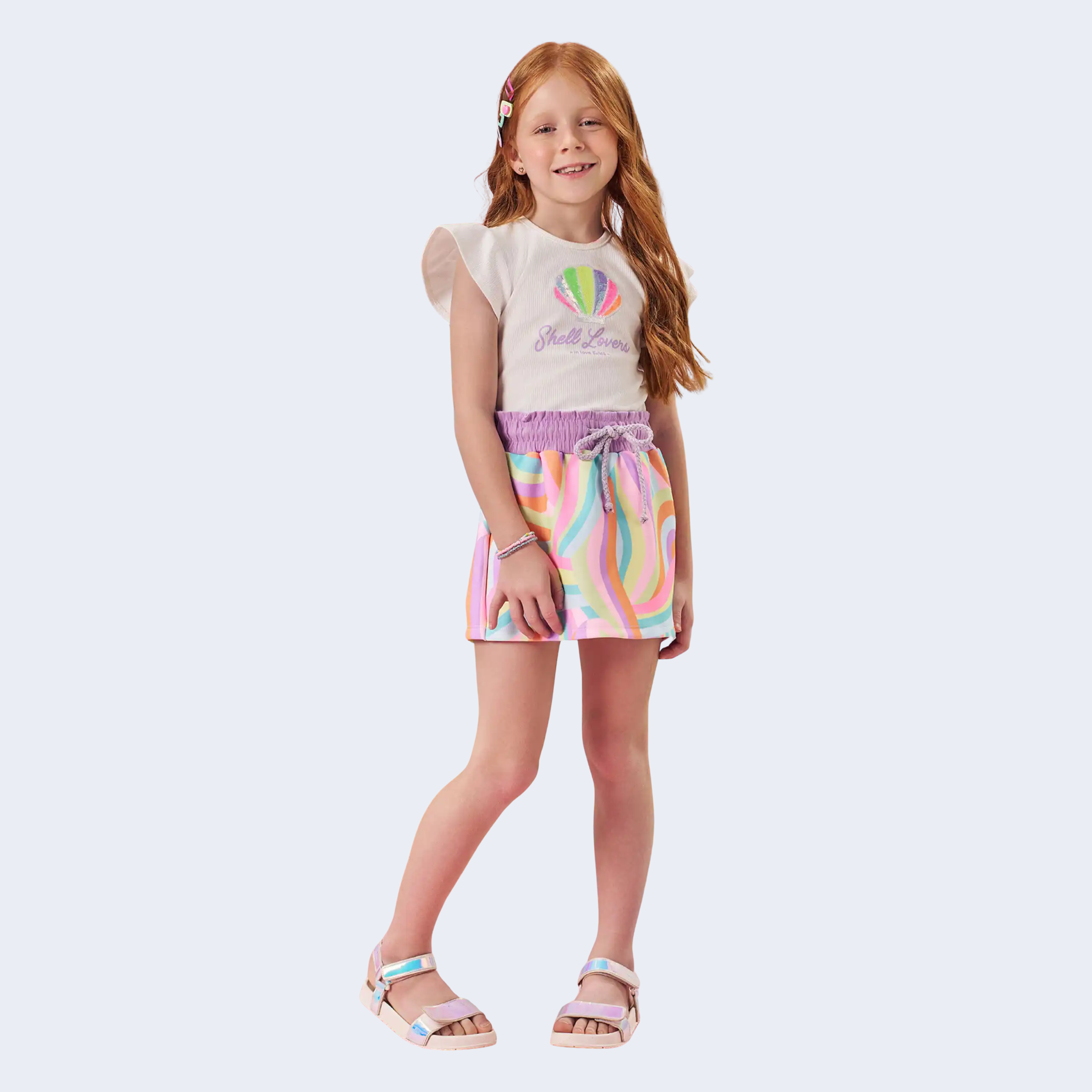 CONJUNTO BLUSA CANELADA E SHORTS SAIA - KUKIÊ