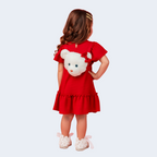 VESTIDO TEXTURIZADO COM MOCHILA DE URSINHO - GABRIELA AQUARELA