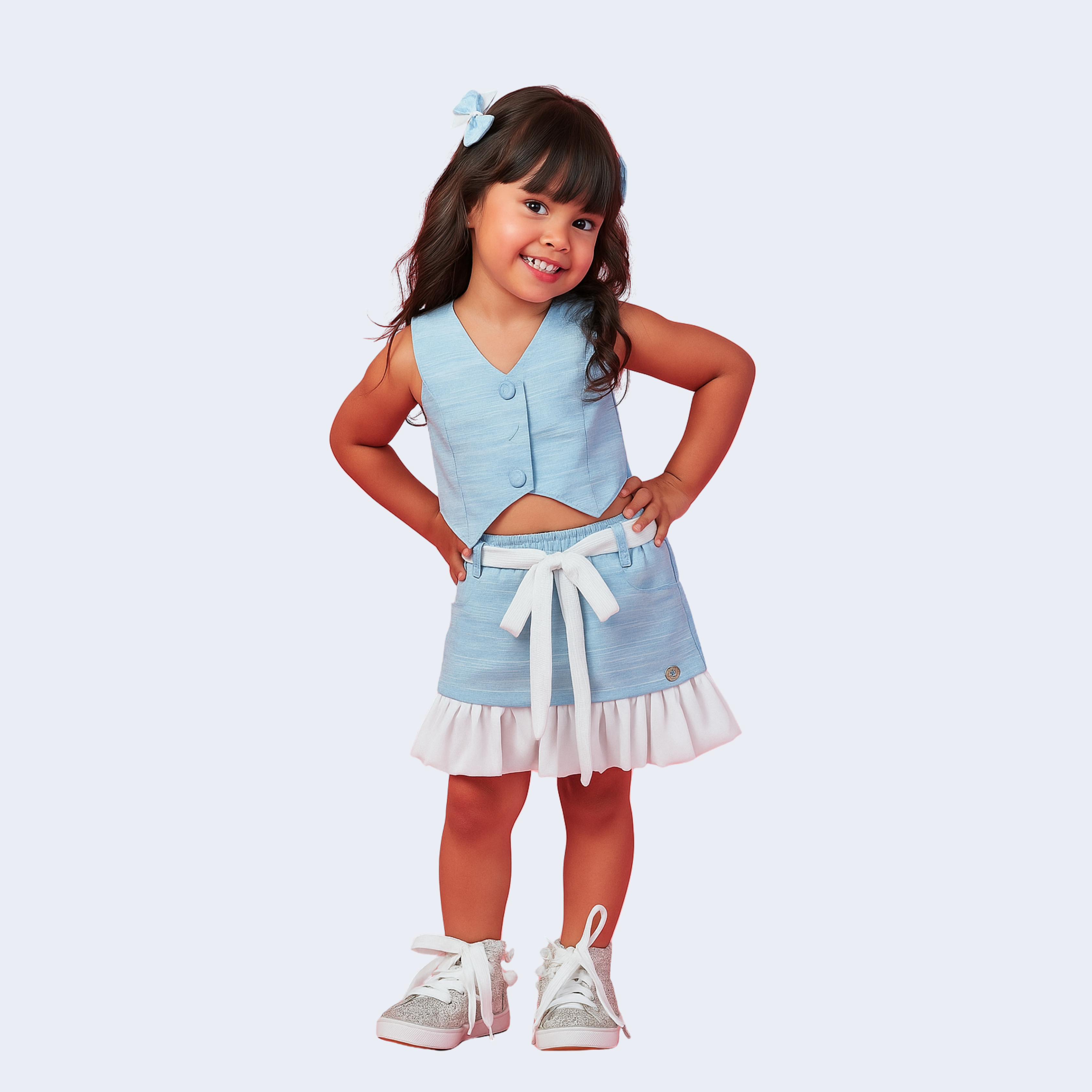 CONJUNTO COLETE E SAIA LISTRADOS - GABRIELA AQUARELA