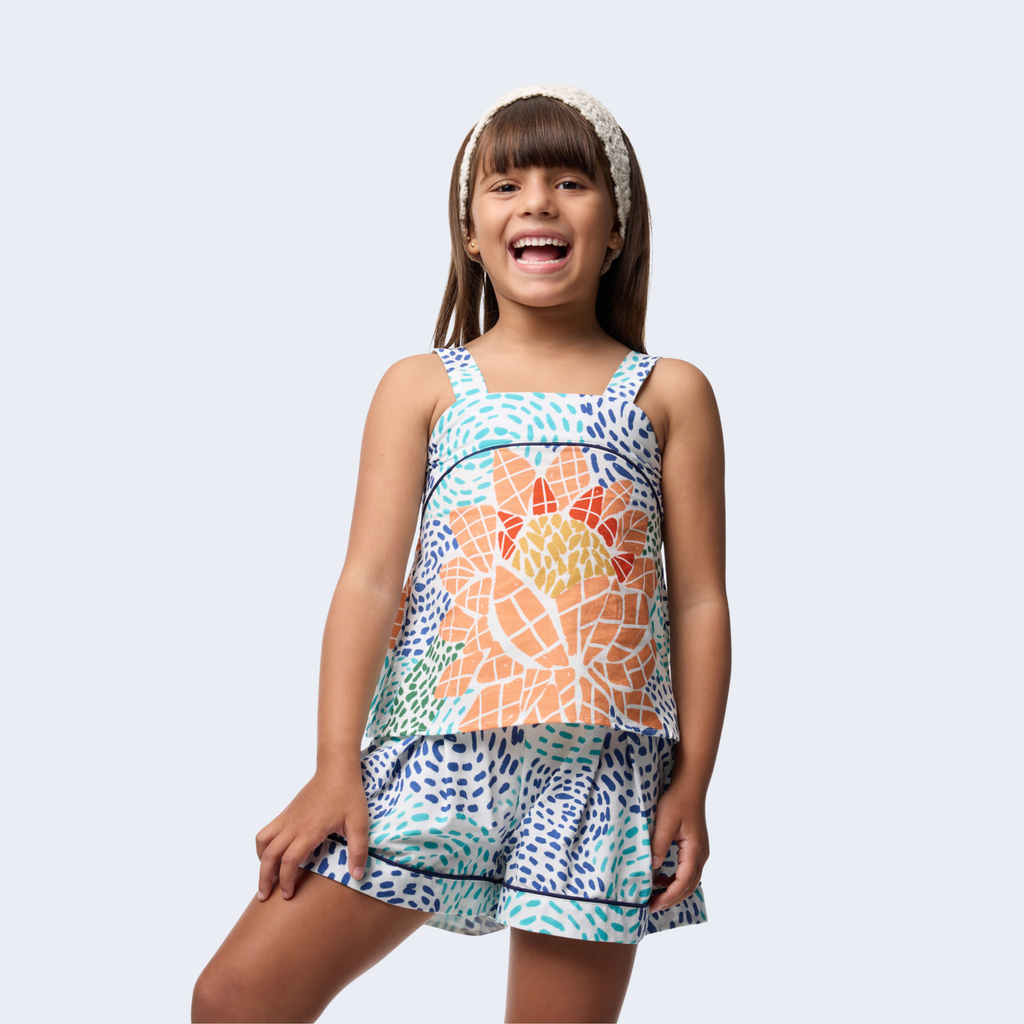 CONJUNTO TEEN SHORTS E TOP VITORIA REGIA - CAMU CAMU