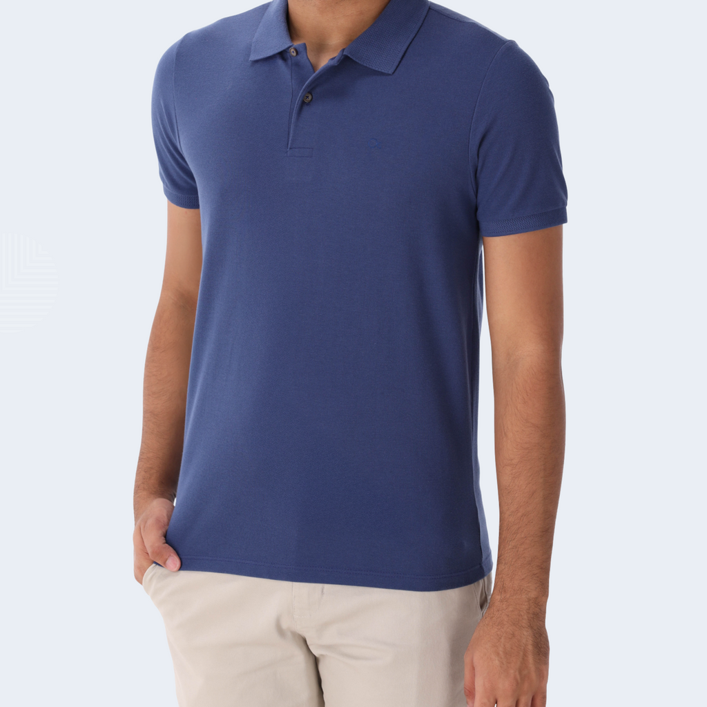 POLO MC SLIM ESSENCIAL PIQUET DUPLO TRUE NAVY - OGOCHI