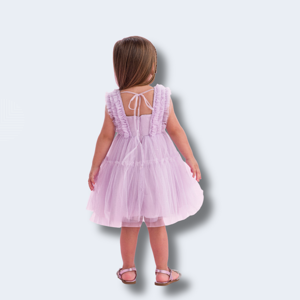 VESTIDO DE FESTA LILÁS COM TULE - PETIT CHERIE