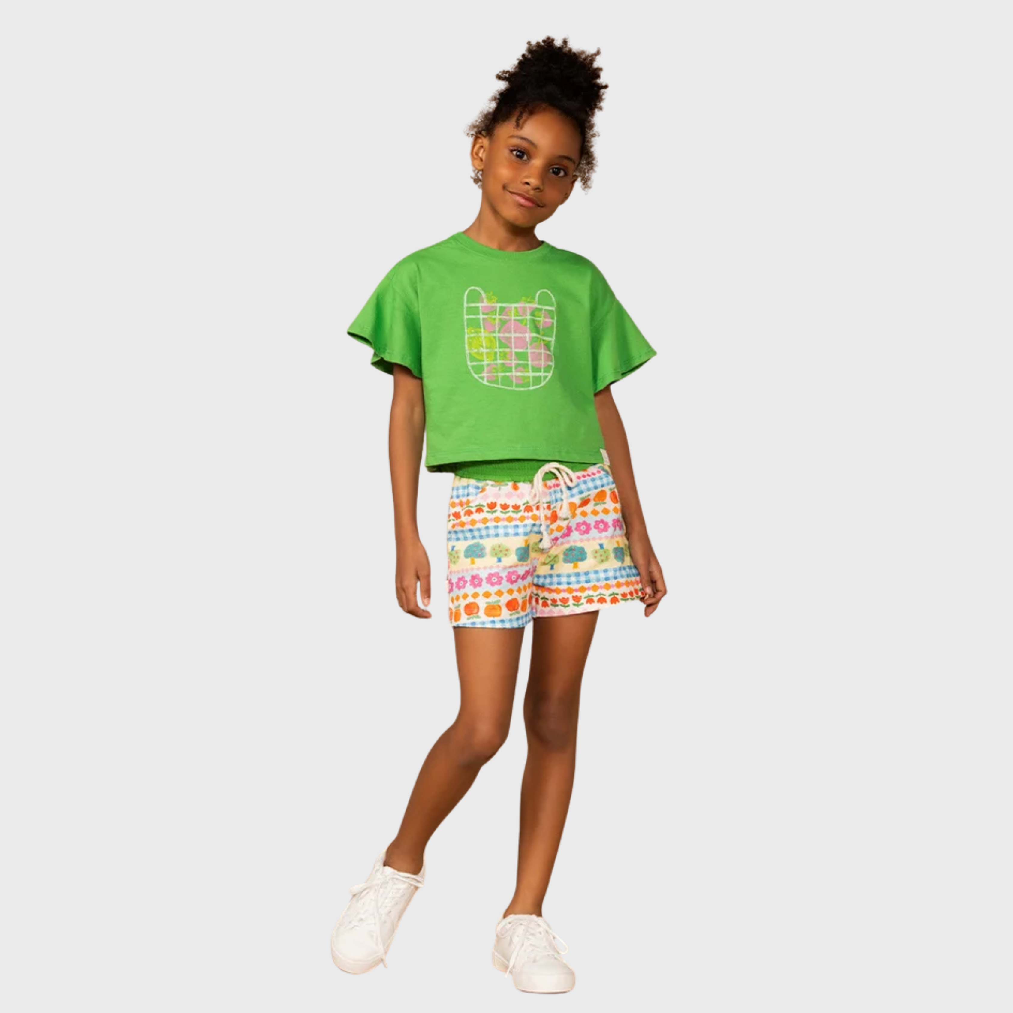 CONJUNTO INFANTIL MENINA BLUSAS MALHA E SHORTS MOLECOTTON